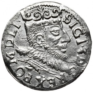 Zygmunt III Waza, trojak 1594, Poznań, wydłużona twarz króla