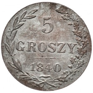 Zabór rosyjski, Mikołaj I, 5 groszy 1840 MW, Warszawa