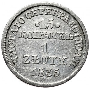 Królestwo Kongresowe, Mikołaj I, 15 kopiejek/1 złoty 1835, Warszawa