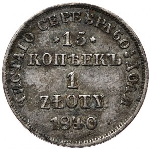 Królestwo Kongresowe, Mikołaj I, 15 kopiejek/1 złoty 1840, Petersburg