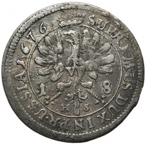 Prusy (księstwo), Fryderyk Wilhelm, ort 1676 HS, Królewiec, przebita rzymska data na arabską