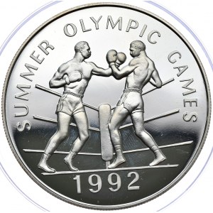 Jamajka, 100 dolarów 1992, Olimpiada w Barcelonie, bokserzy, 136 g, Ag 925