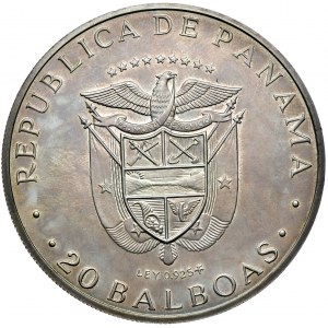 Panama, 20 balboas 1972, S. Bolivar, 132,65 g, Ag 925