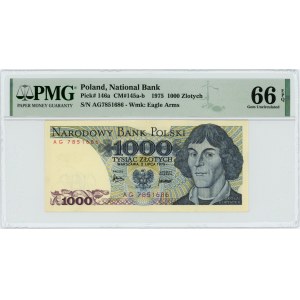 1000 złotych 1975 - RZADKA seria AG - PMG 66 EPQ