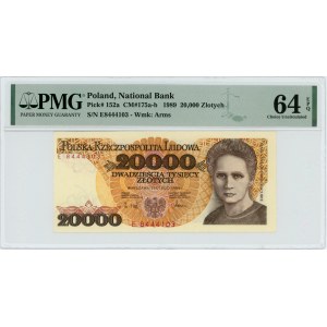 20.000 złotych 1989 - RZADKA seria E - PMG 64 EPQ