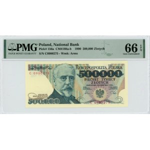 500.000 złotych 1990 - RZADSZA seria C - PMG 66 EPQ