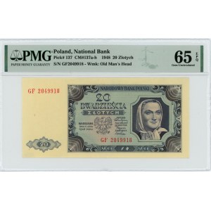 20 złotych 1948 - seria GF - PMG 65 EPQ