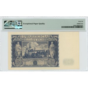 20 złotych 1936 - Rzadka pierwsza seria AA - PMG 66 EPQ - 2-ga max nota