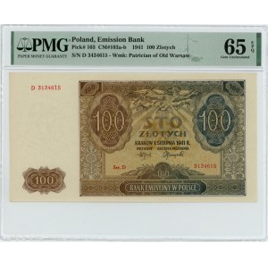 100 złotych 1941 - seria D - PMG 65 EPQ