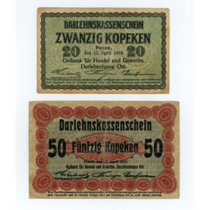POSEN/POZNAŃ, zestaw 20 i 50 kopiejek 1916 - 2 sztuki