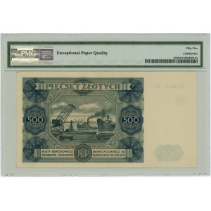 500 złotych 1947 - RZADKA seria D3 - PMG 55 EPQ