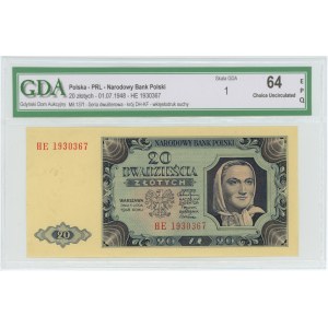 20 złotych 1948 - seria HE - GDA 64 EPQ