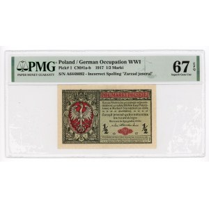 1/2 marki polskiej 1916 - jenerał - seria A - PMG 67 EPQ