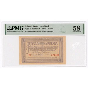 1 marka 1919 - seria PI - PMG 58
