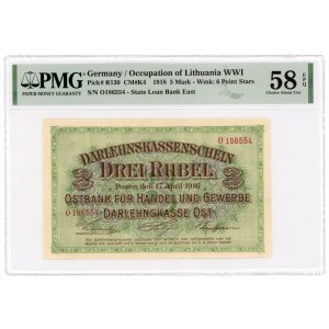 POSEN/POZNAŃ - 3 ruble 1916 - seria O - PMG 58 EPQ