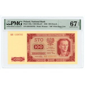 100 złotych 1948 - seria KR - PMG 67 EPQ