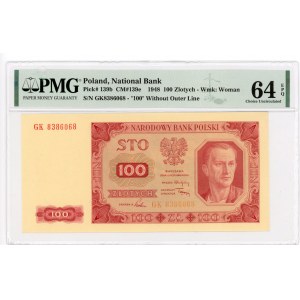 100 złotych 1948 - seria GK - PMG 64 EPQ - bez ramki