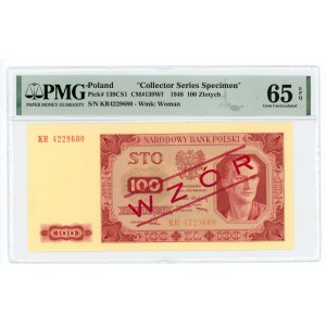 100 złotych 1948 - seria KR - WZÓR - PMG 65 EPQ