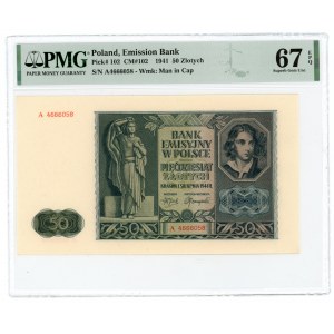 50 złotych 1941 - seria A - PMG 67 EPQ - 2-ga max nota