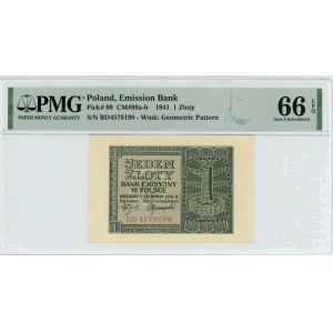 1 złoty 1941 - seria BD - PMG 66 EPQ