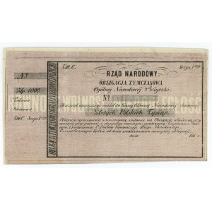 Rząd Narodowy, Obligacja tymczasowa na 1000 złotych 1863-64