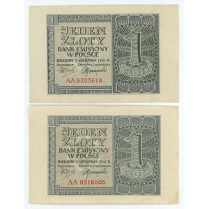 1 złoty 1941 - seria AA - zestaw 2 sztuk
