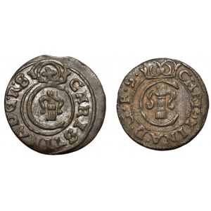 SZWECJA - Okupacja szwedzka, szeląg 1648 i 1652 Krystyna
