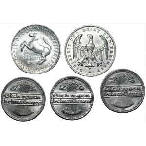 NIEMCY zestaw 5 sztuk monet aluminiowych 1921-1923