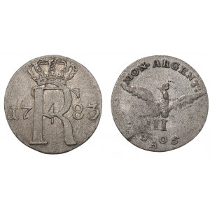 PRUSY - set 2 sztuk monet - 1/12 talara 1783 i 3 grosze 1805