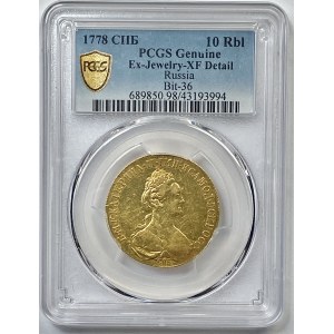 ROSJA - Katarzyna II - 10 rubli 1778 СПБ, Petersburg - PCGS XF details