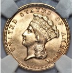 USA - 3 dolary 1854 - NGC UNC Details