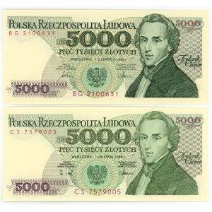 5000 złotych 1986/1988 - seria BG i CS - zestaw 2 sztuk