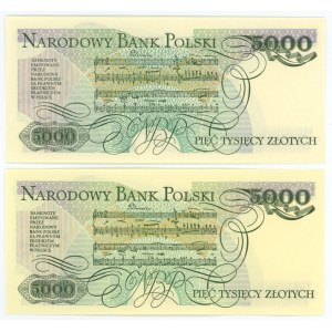 5000 złotych 1986/1988 - seria BG i CS - zestaw 2 sztuk