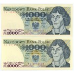 1000 złotych 1979/1982 - seria BW, EK, KL - zestaw 3 sztuk