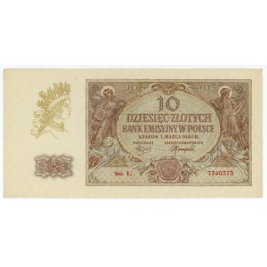 zestaw 10 złotych i 100 złotych 1940 - 2 sztuki