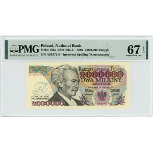 2.000.000 złotych 1992 - seria A z błędem - PMG 67 EPQ
