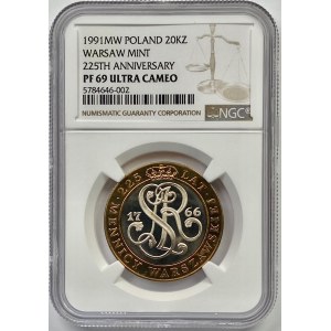 20 000 złotych 1991 - 225 lat Mennicy Warszawskiej - NGC PF 69 Ultra Cameo