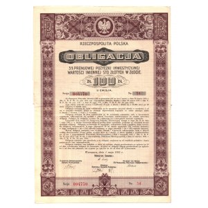 Obligacja 3 % Premjowej Pożyczki Inwestycyjnej wartości 100 złotych w złocie 1935