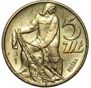 5 złotych 1959 - Rybak - PRÓBA MOSIĄDZ - PIĘKNA