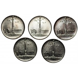 10 złotych 1966 Mała Kolumna - zestaw 6 sztuk monet