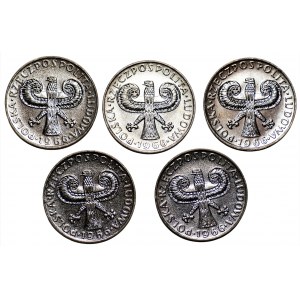 10 złotych 1966 Mała Kolumna - zestaw 6 sztuk monet