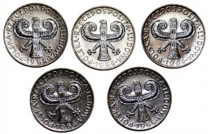 10 złotych 1966 Mała Kolumna - zestaw 6 sztuk monet