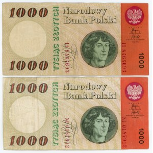 1000 złotych 1965 - seria H i M - zestaw 2 sztuk