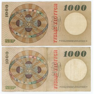 1000 złotych 1965 - seria H i M - zestaw 2 sztuk