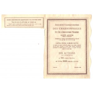 Warszawskie Towarzystwo Kopalń Węgla i Zakładów Hutniczych - 10 x 100 złotych 1929