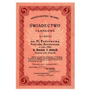 Świadectwo Ułamkowe - 5 złotych -5 % pożyczka konwersyjna