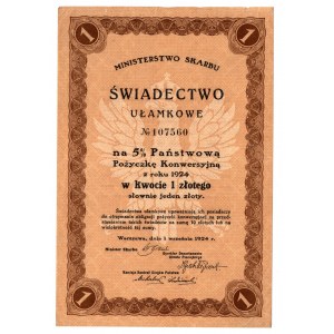 Świadectwo Ułamkowe - 1 złoty - 5 % pożyczka konwersyjna