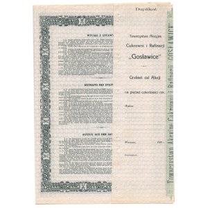 Towarzystwo Cukrowni i Rafinerji GOSŁAWICE SA - 20 x 540 mkp 1921 - DUPLIKAT