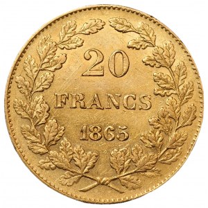 BELGIA - 20 franków 1865