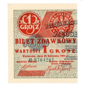 Bilet Zdawkowy 1 grosz 1924 - AO - lewa połowa